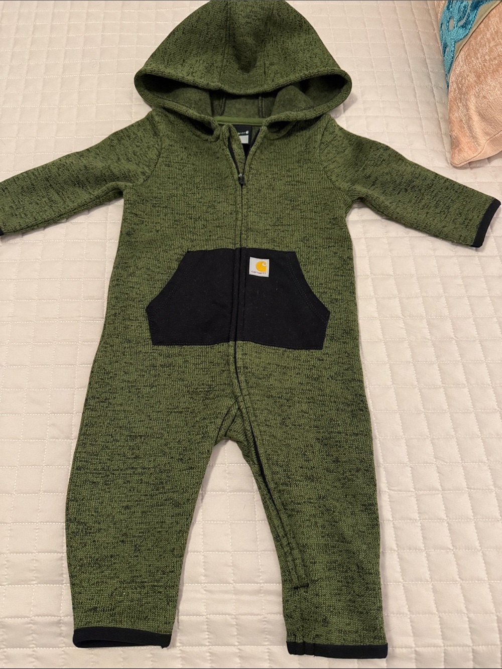 Carhartt size 6 months onesie . Great for cold weather olive